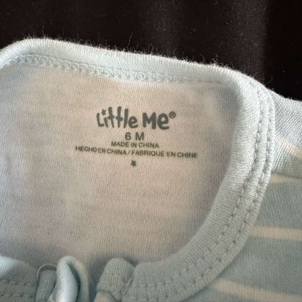 Little Me Blue Striped & Cream Puppy Print Footed Set - Picture 5 of 5